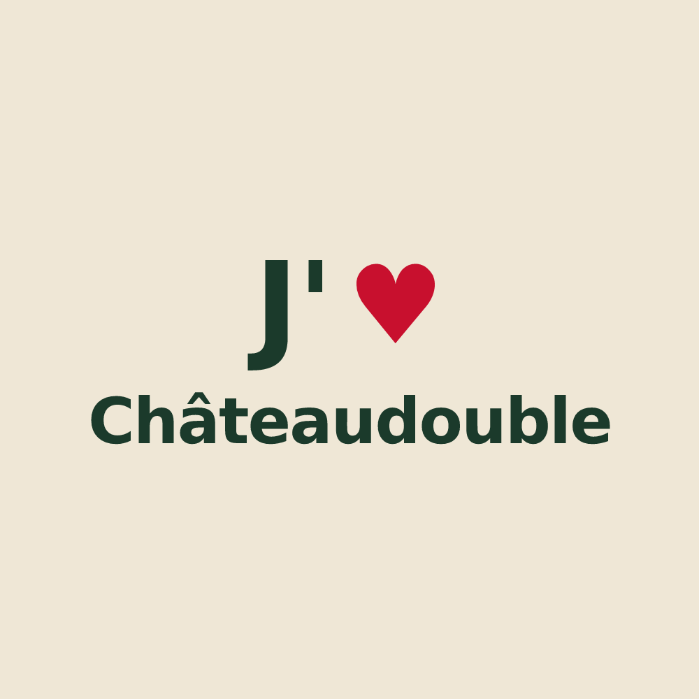 Tote bag personnalisé Châteaudouble — design J'aime Châteaudouble