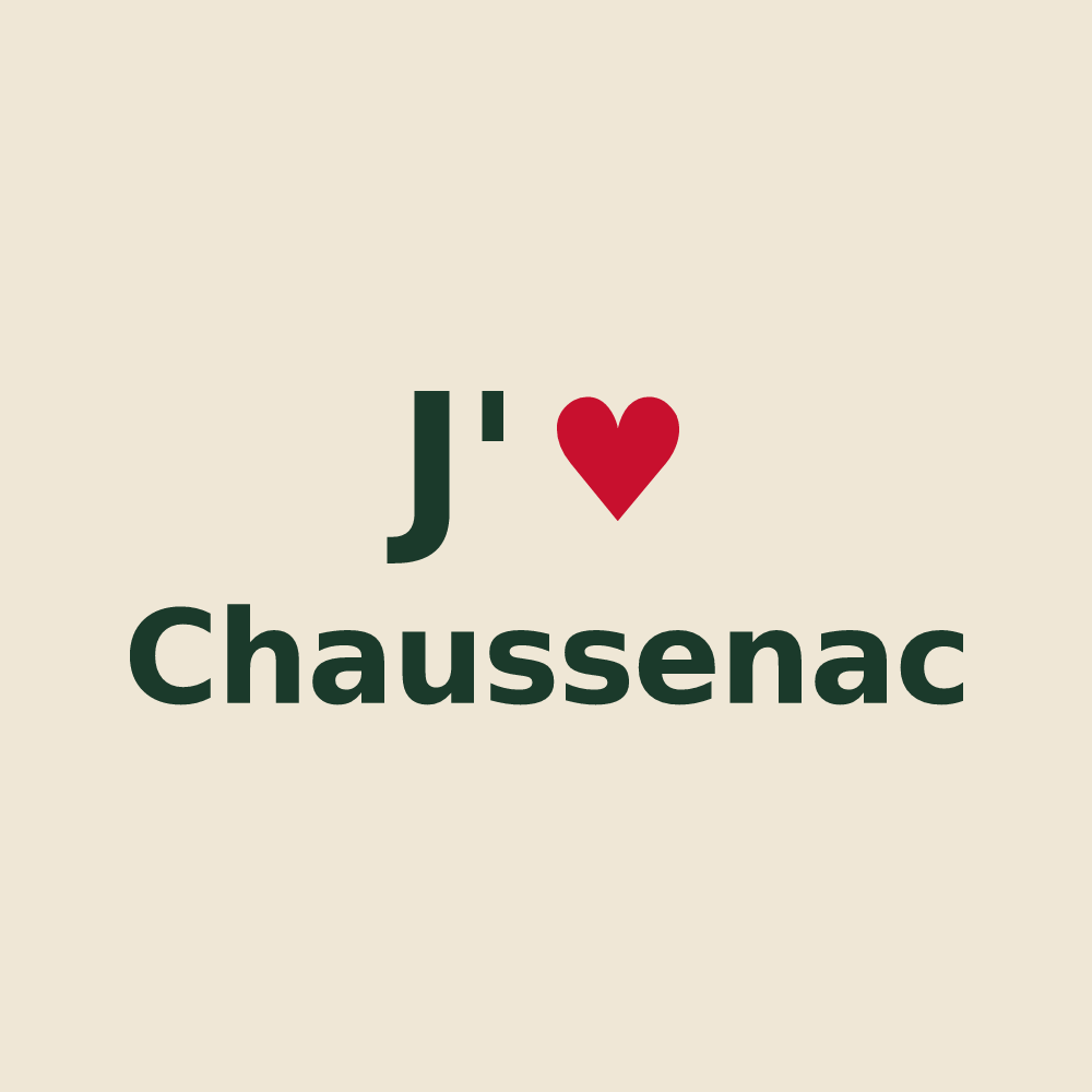 Tote bag personnalisé Chaussenac — design J'aime Chaussenac