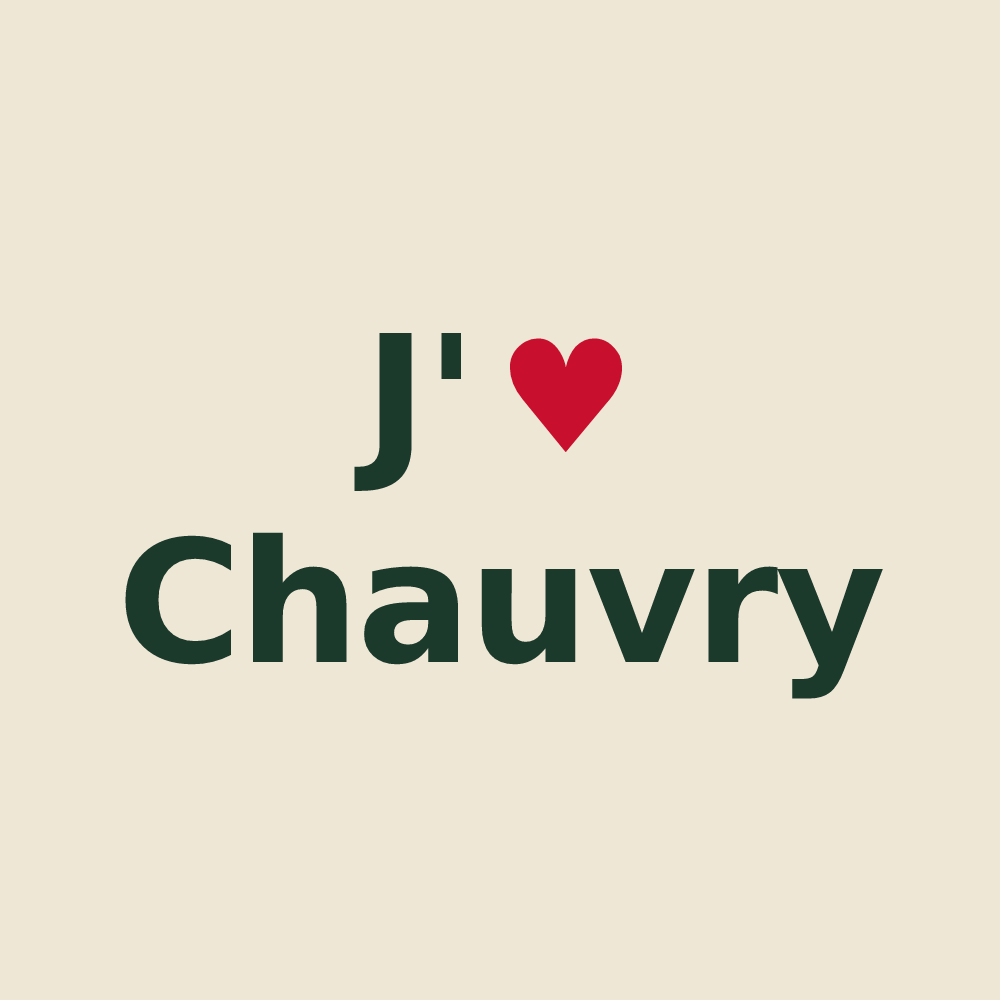 Tote bag personnalisé Chauvry — design « J'aime Chauvry » imprimé sur le tote bag