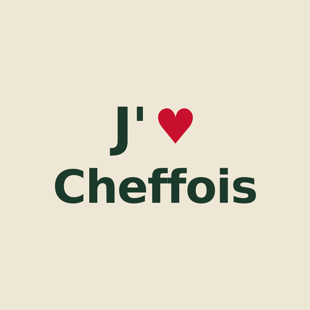 Tote bag personnalisé Cheffois — design « J'aime Cheffois » imprimé sur le tote bag