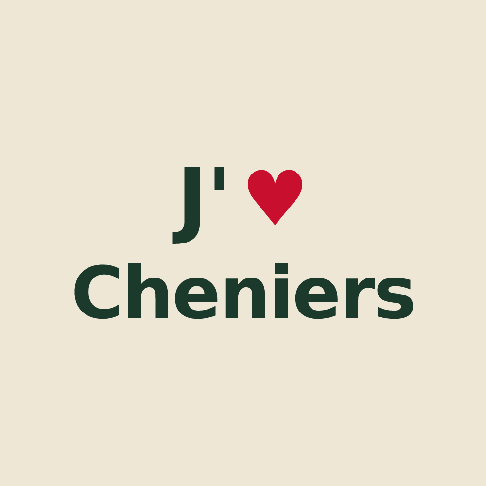 Tote bag personnalisé Cheniers — design J'aime Cheniers