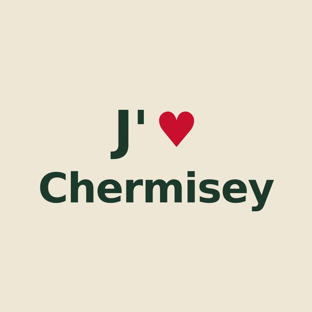 Tote bag personnalisé Chermisey — design « J'aime Chermisey » imprimé sur le tote bag