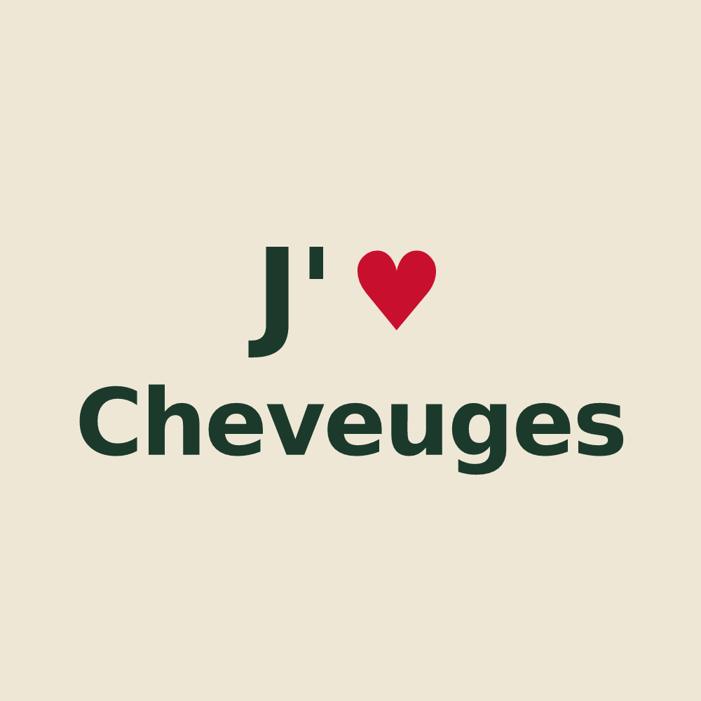 Tote bag personnalisé Cheveuges — design « J'aime Cheveuges » imprimé sur le tote bag