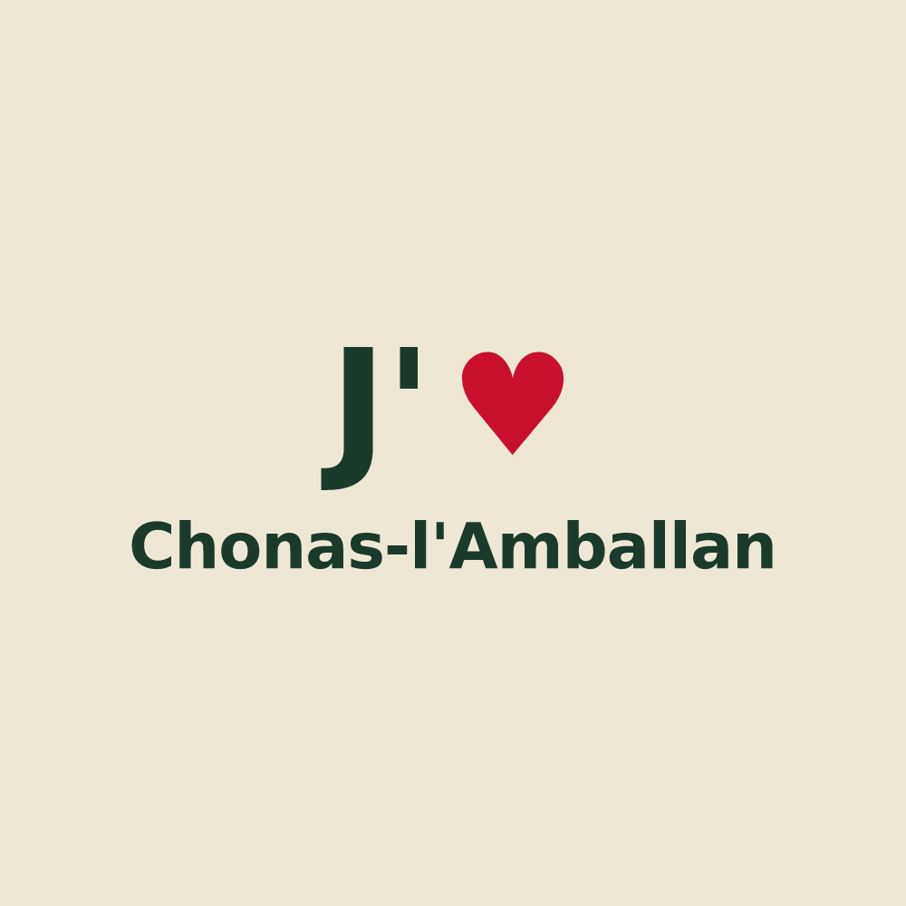 Tote bag personnalisé Chonas-l'Amballan — design « J'aime Chonas-l'Amballan » imprimé sur le tote bag