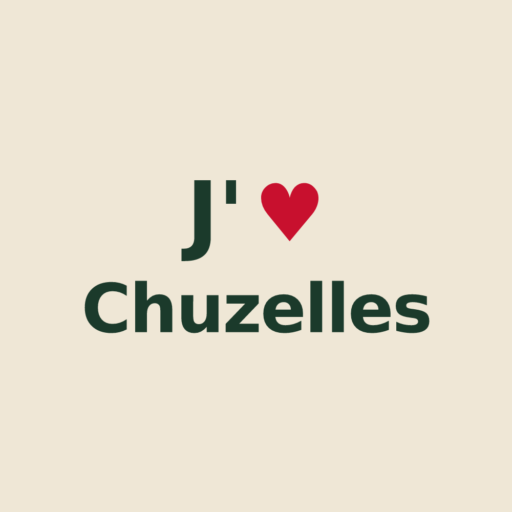 Tote bag personnalisé Chuzelles — design « J'aime Chuzelles » imprimé sur le tote bag