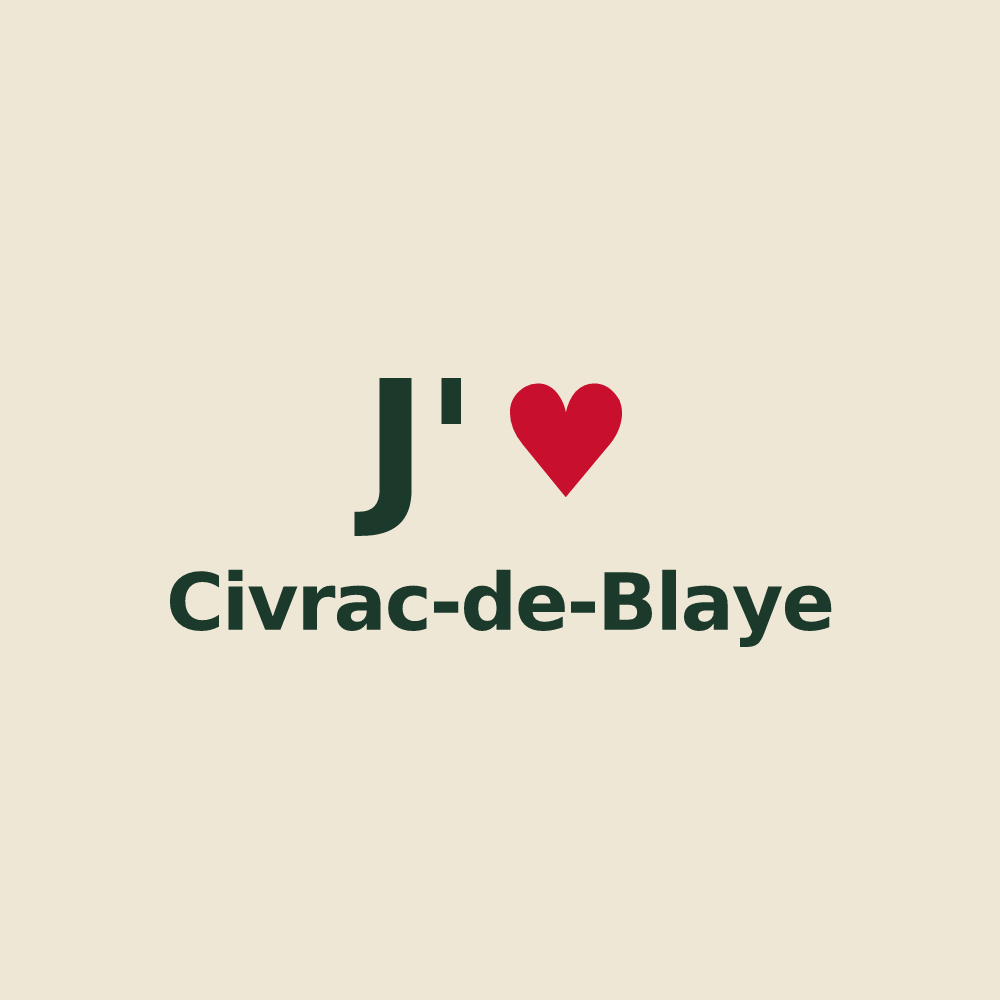 Tote bag personnalisé Civrac-de-Blaye — design J'aime Civrac-de-Blaye