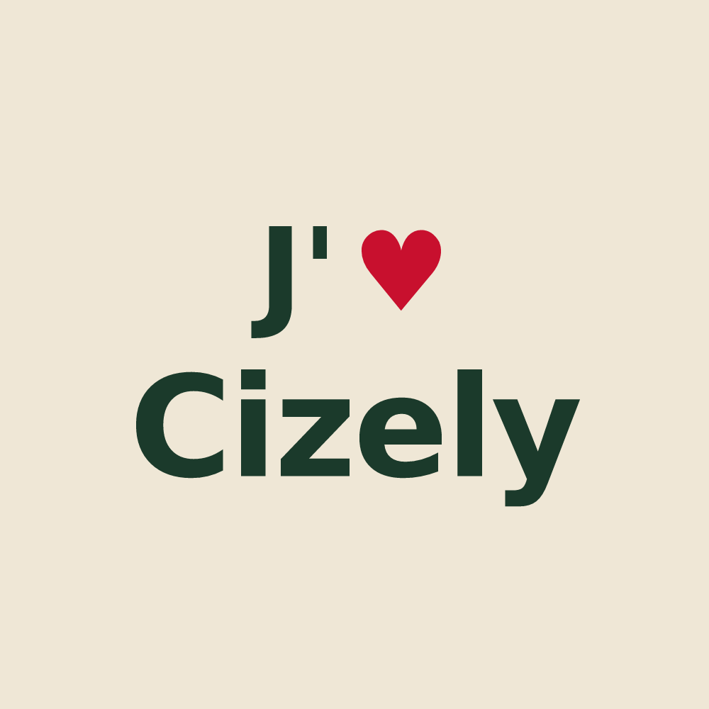 Tote bag personnalisé Cizely — design « J'aime Cizely » imprimé sur le tote bag