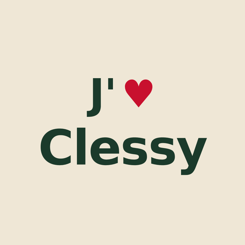 Tote bag personnalisé Clessy — design « J'aime Clessy » imprimé sur le tote bag