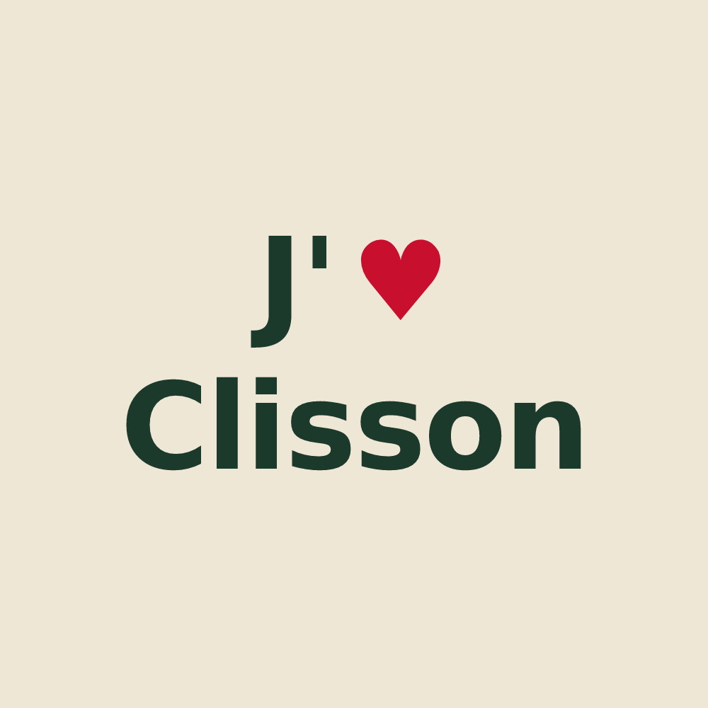 Tote bag personnalisé Clisson — design « J'aime Clisson » imprimé sur le tote bag