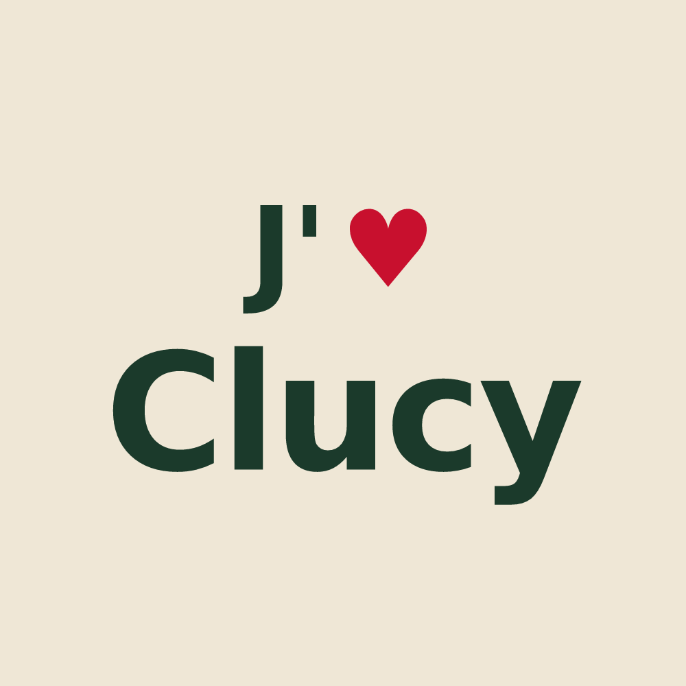 Tote bag personnalisé Clucy — design « J'aime Clucy » imprimé sur le tote bag