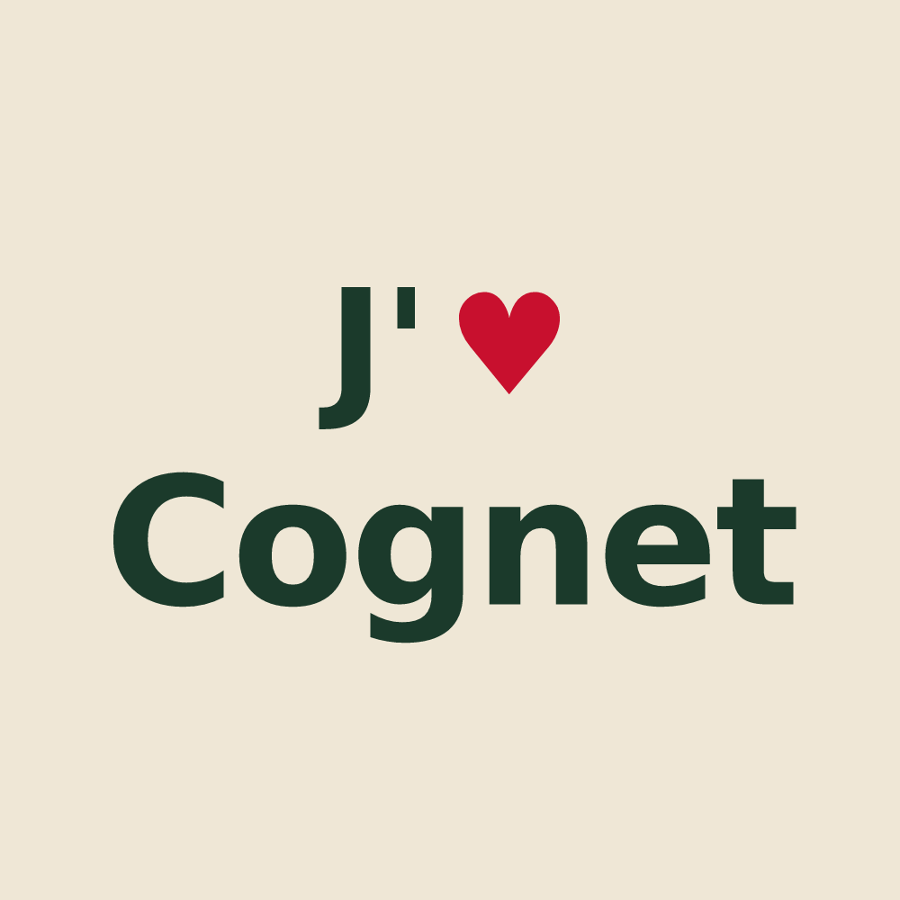 Tote bag personnalisé Cognet — design J'aime Cognet
