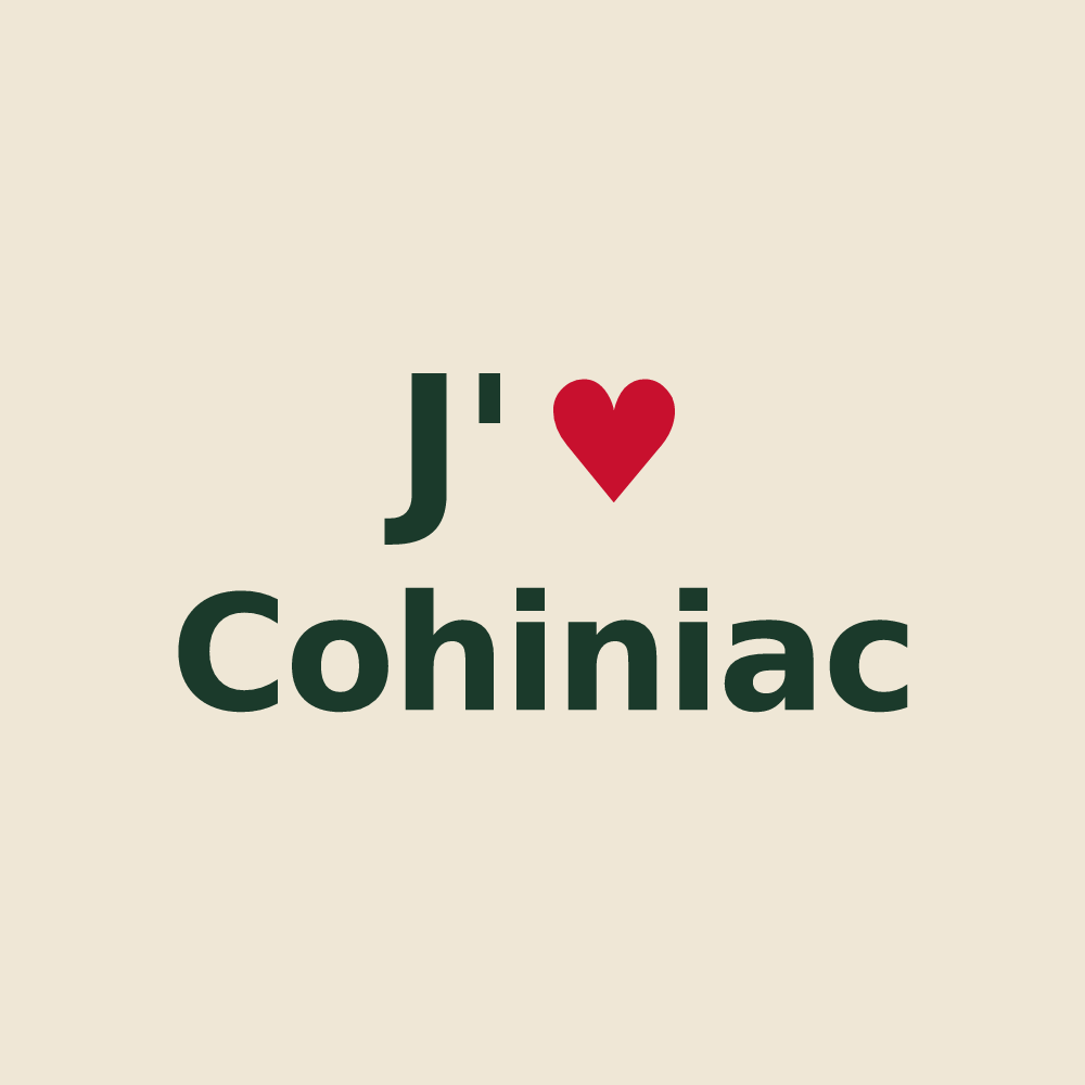 Tote bag personnalisé Cohiniac — design « J'aime Cohiniac » imprimé sur le tote bag