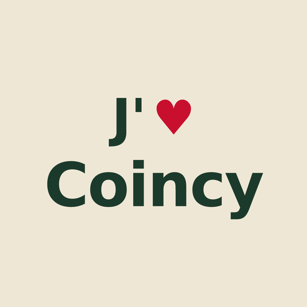 Tote bag personnalisé Coincy — design « J'aime Coincy » imprimé sur le tote bag