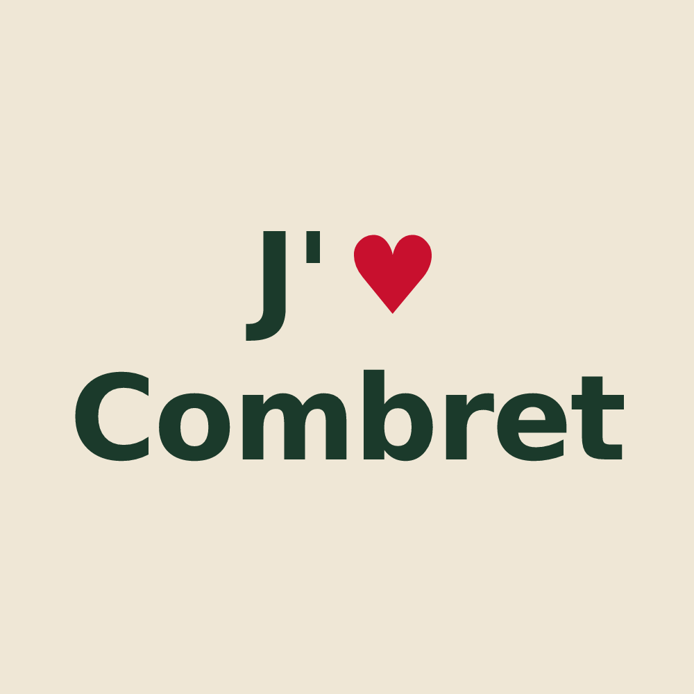 Tote bag personnalisé Combret — design « J'aime Combret » imprimé sur le tote bag