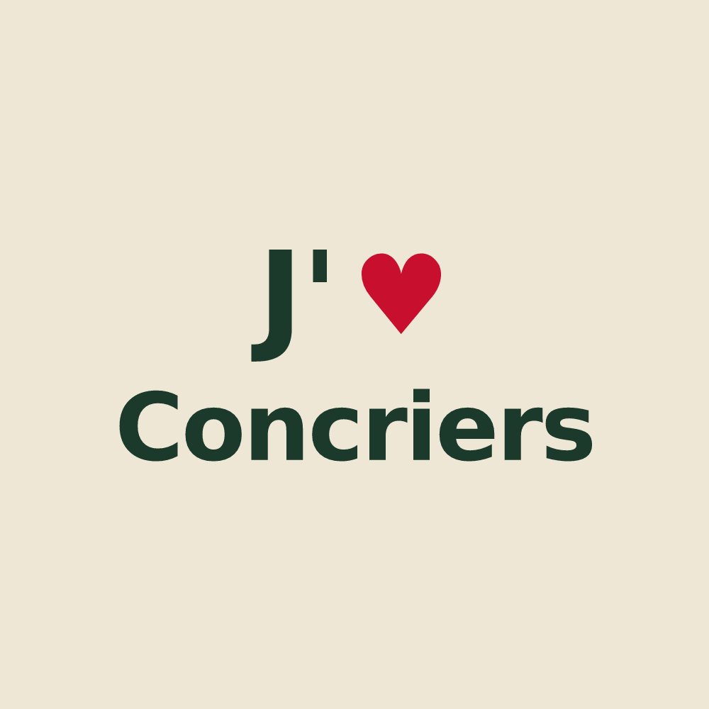 Tote bag personnalisé Concriers — design « J'aime Concriers » imprimé sur le tote bag