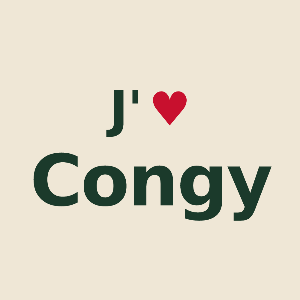 Tote bag personnalisé Congy — design « J'aime Congy » imprimé sur le tote bag