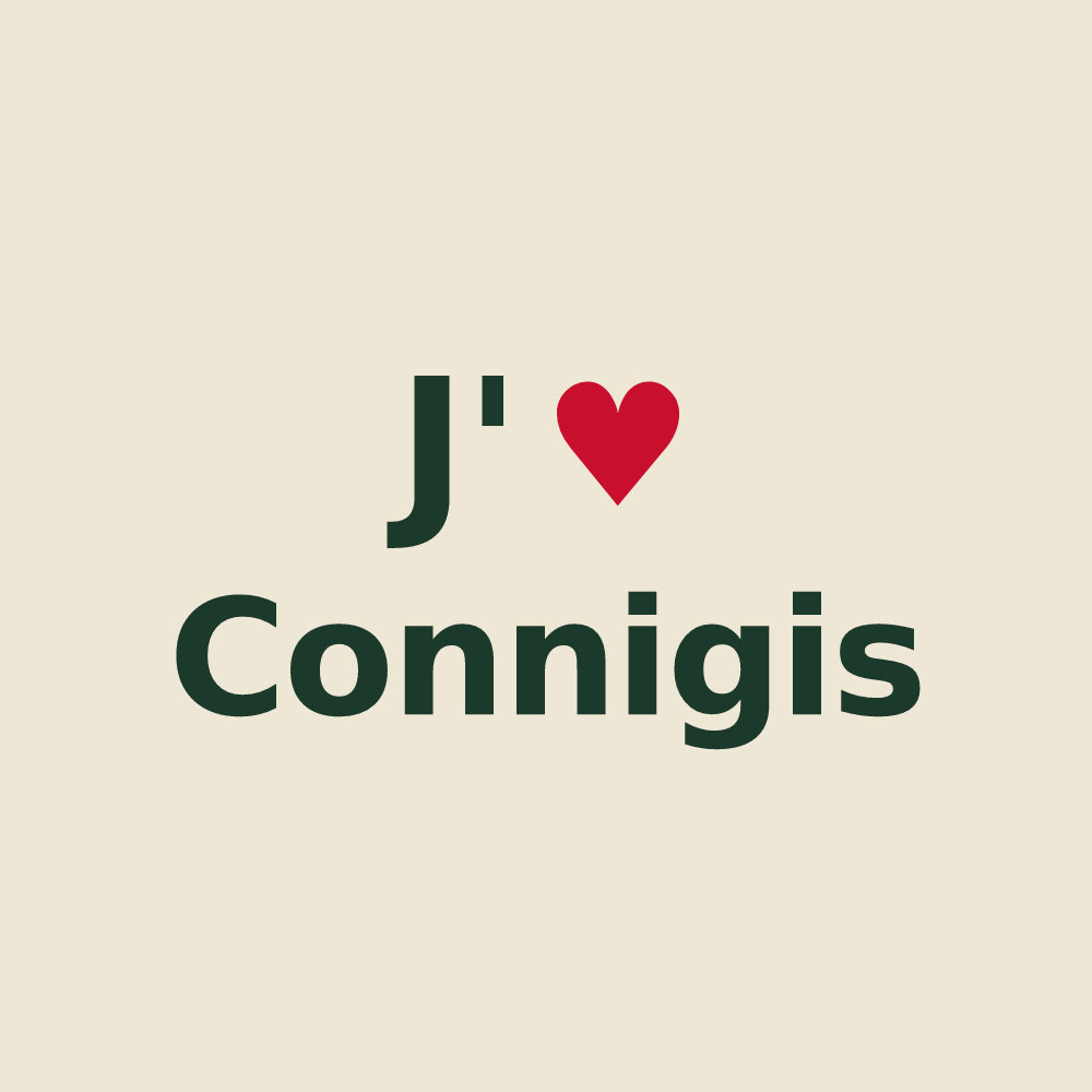 Tote bag personnalisé Connigis — design J'aime Connigis