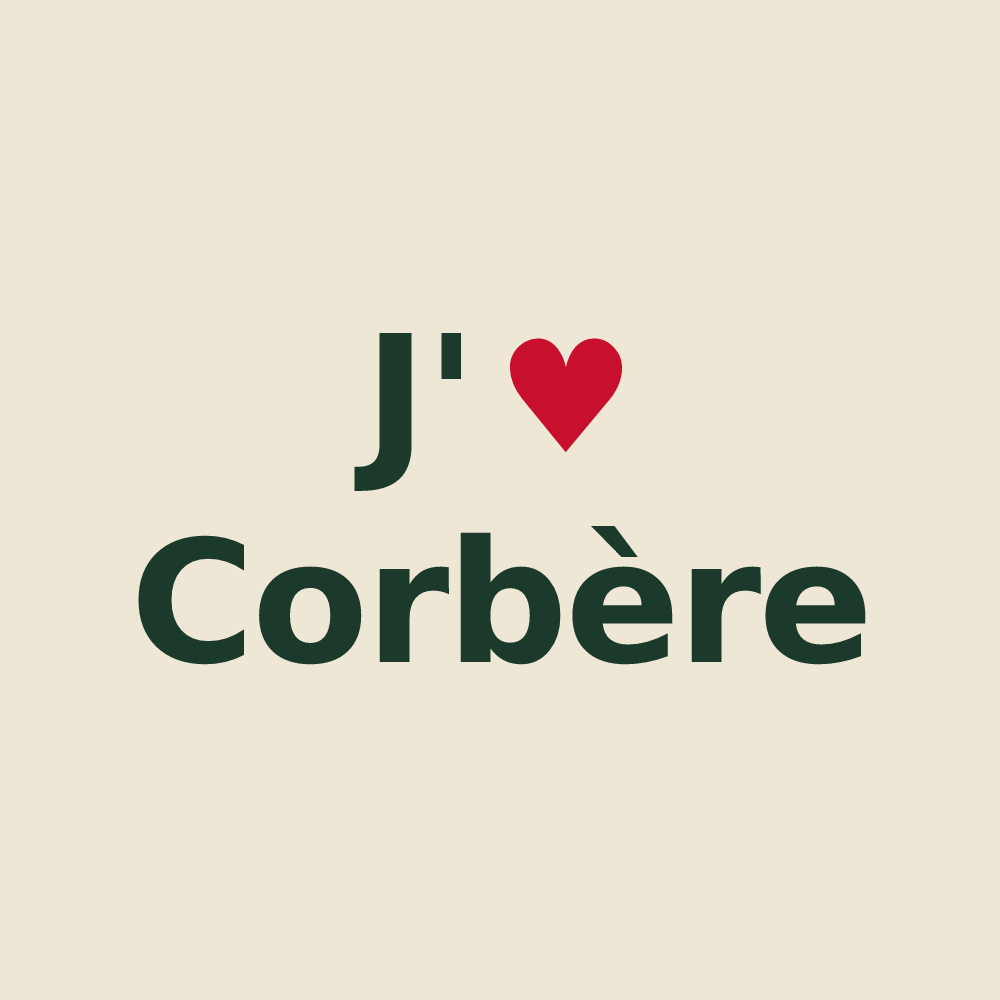Tote bag personnalisé Corbère — design « J'aime Corbère » imprimé sur le tote bag