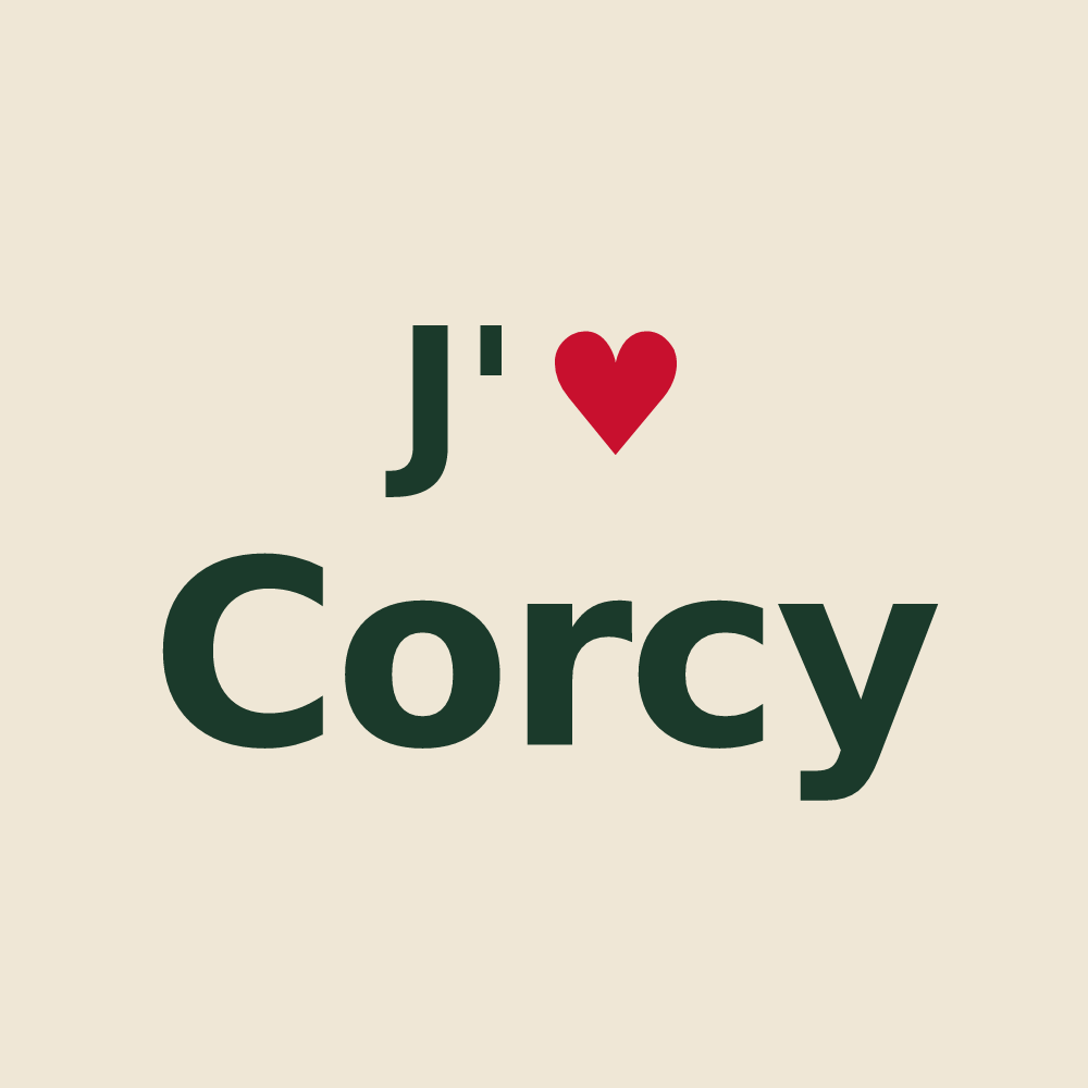 Tote bag personnalisé Corcy — design « J'aime Corcy » imprimé sur le tote bag