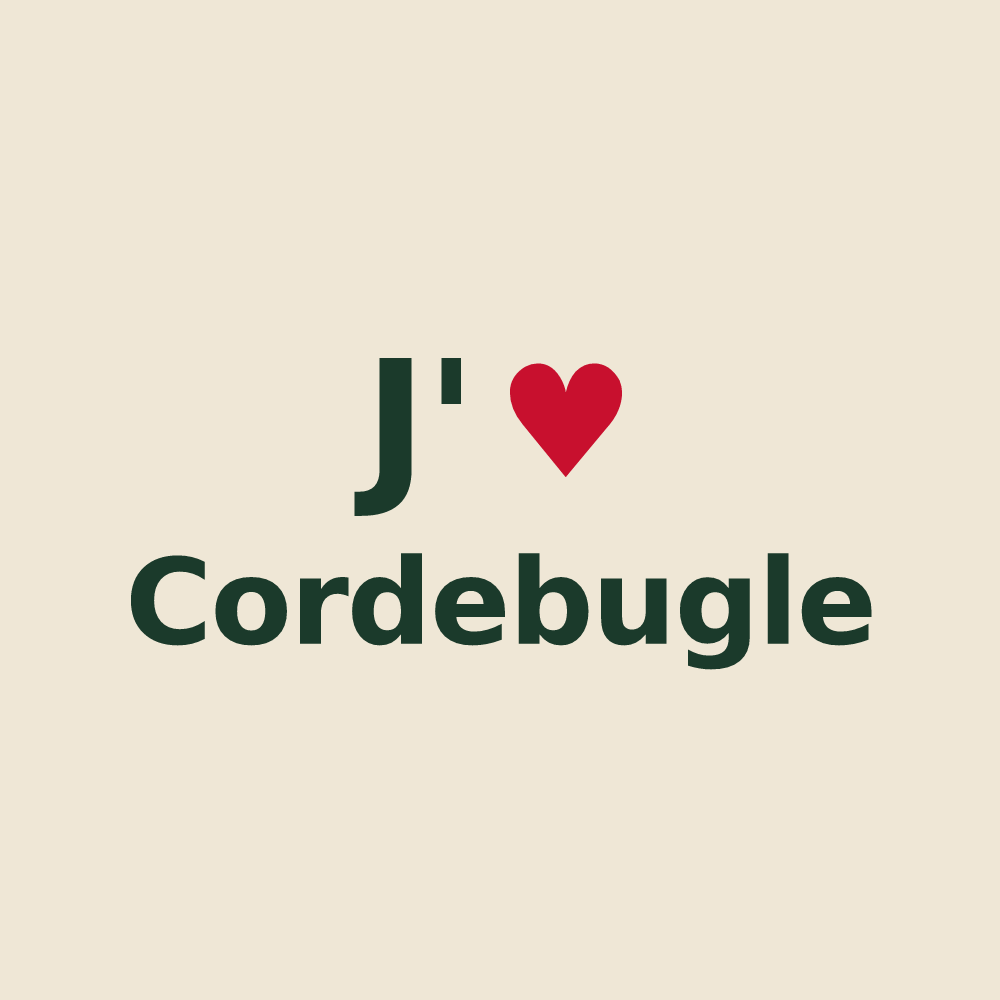 Tote bag personnalisé Cordebugle — design J'aime Cordebugle