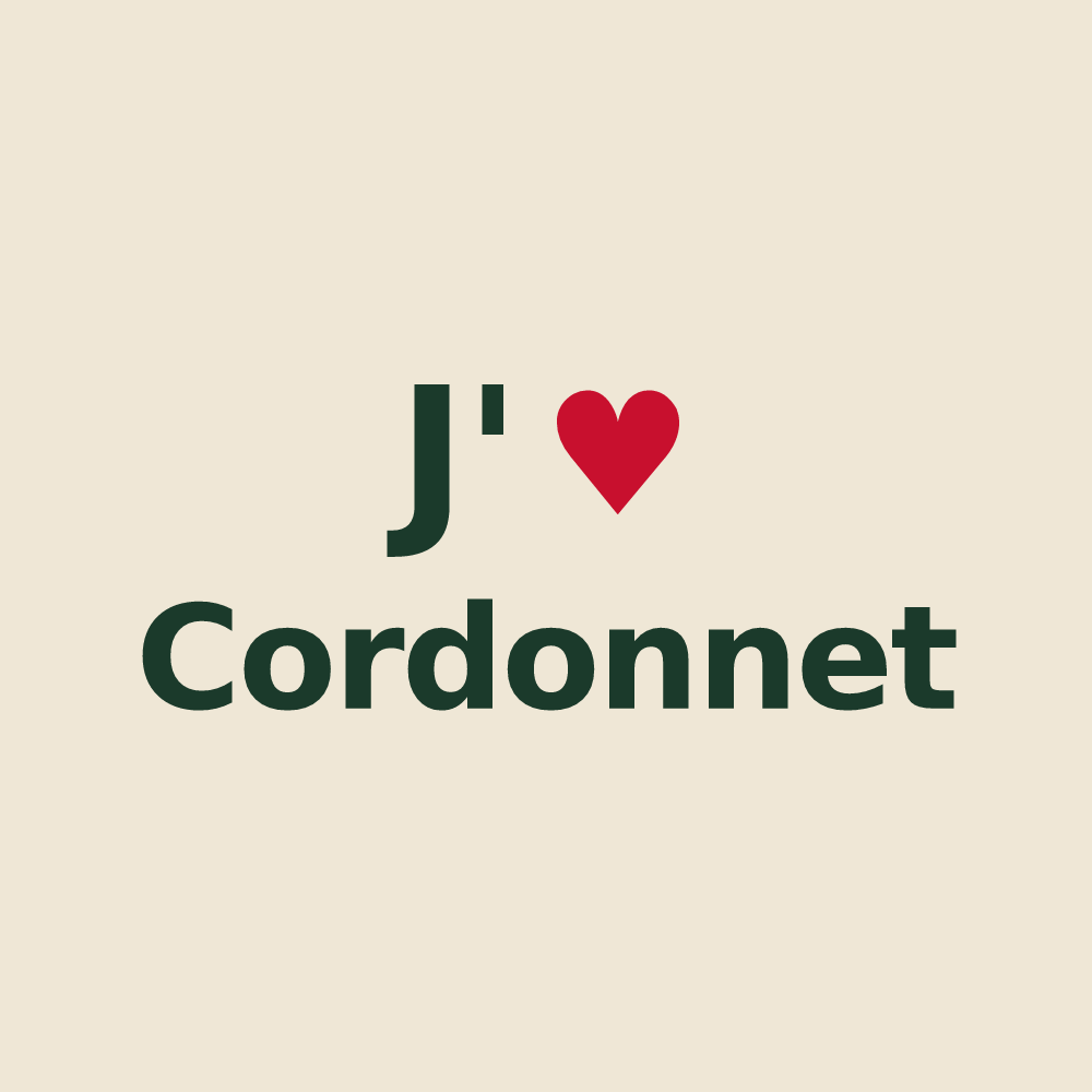 Tote bag personnalisé Cordonnet — design J'aime Cordonnet