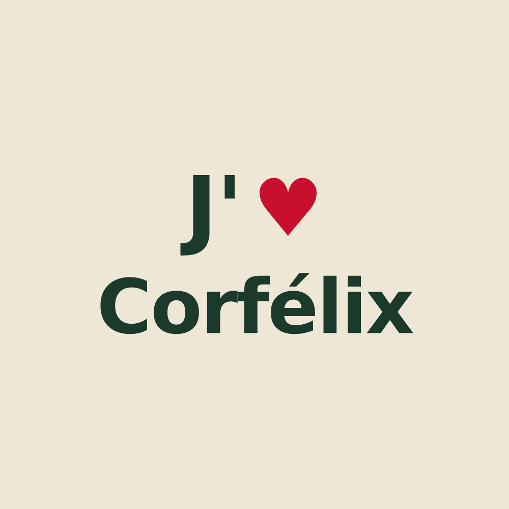 Tote bag personnalisé Corfélix — design J'aime Corfélix