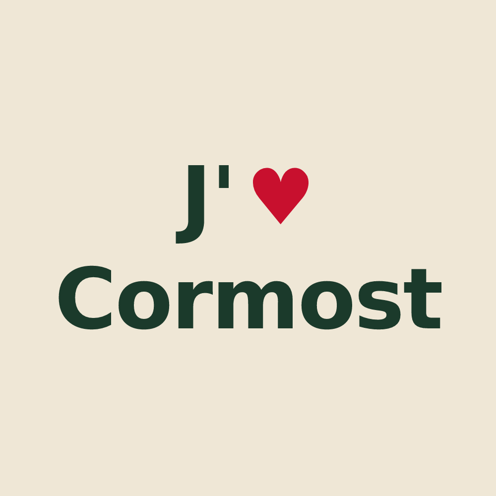Tote bag personnalisé Cormost — design J'aime Cormost