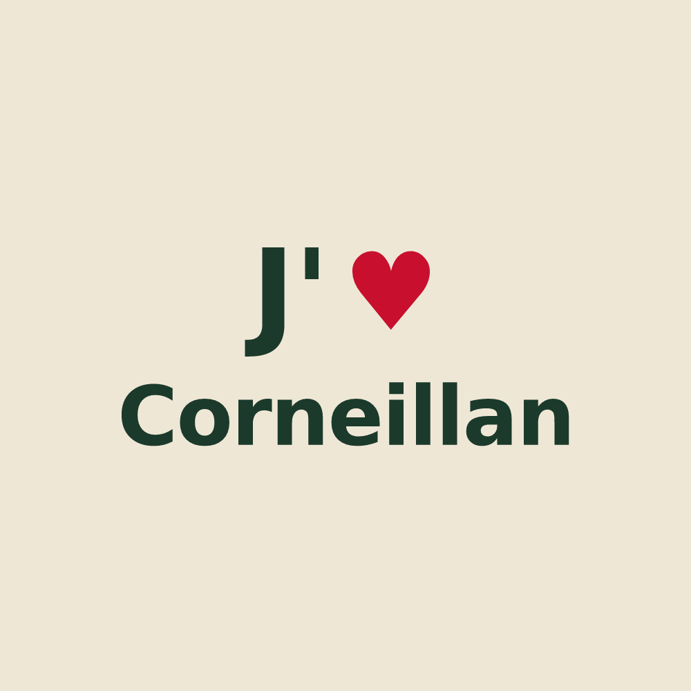 Tote bag personnalisé Corneillan — design J'aime Corneillan