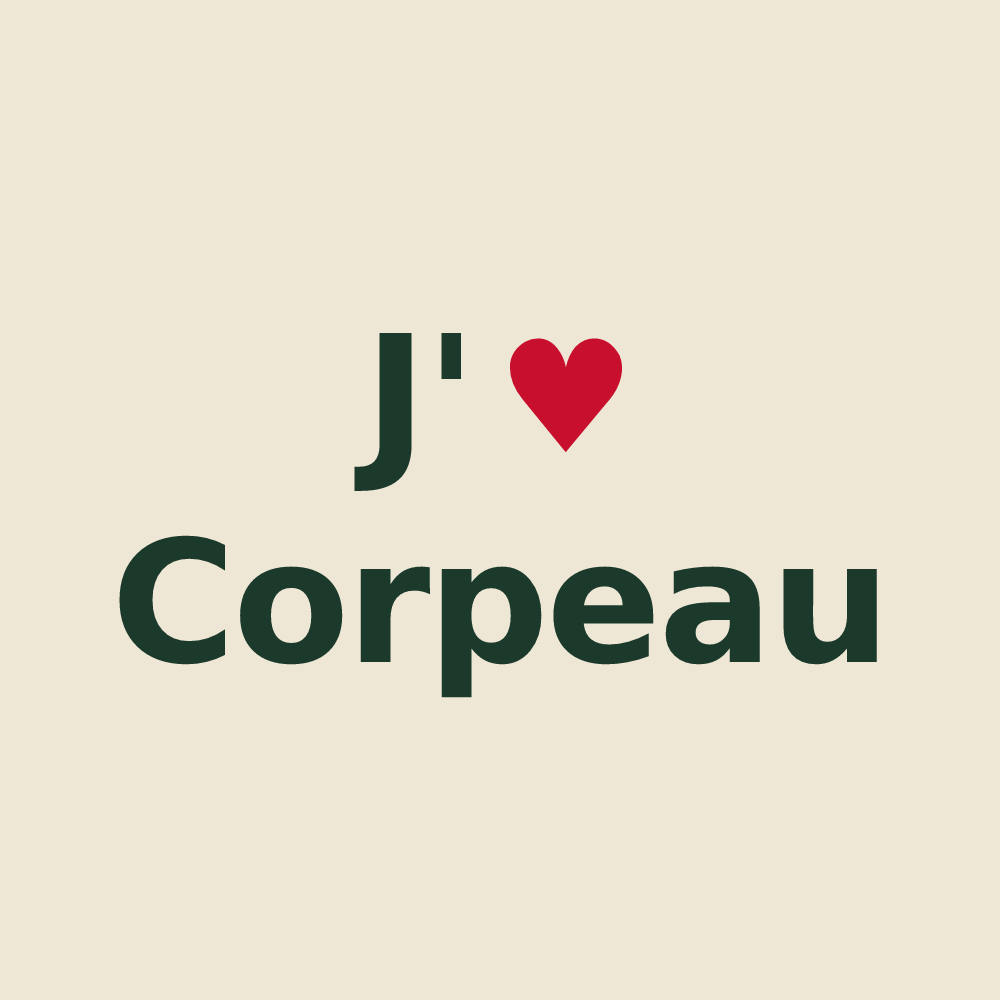 Tote bag personnalisé Corpeau — design J'aime Corpeau