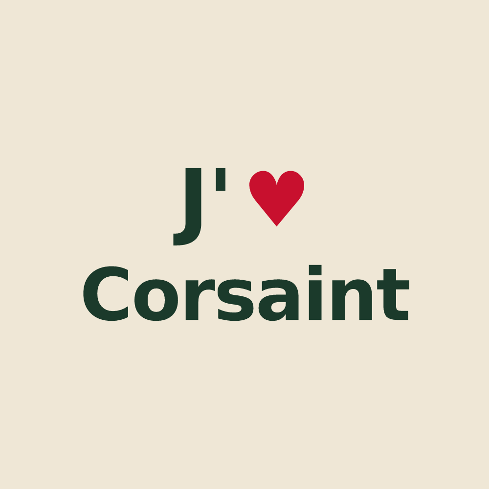 Tote bag personnalisé Corsaint — design J'aime Corsaint