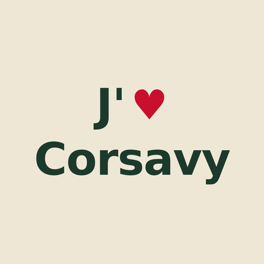 Tote bag personnalisé Corsavy — design J'aime Corsavy