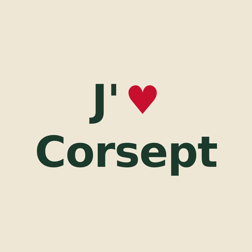 Tote bag personnalisé Corsept — design J'aime Corsept