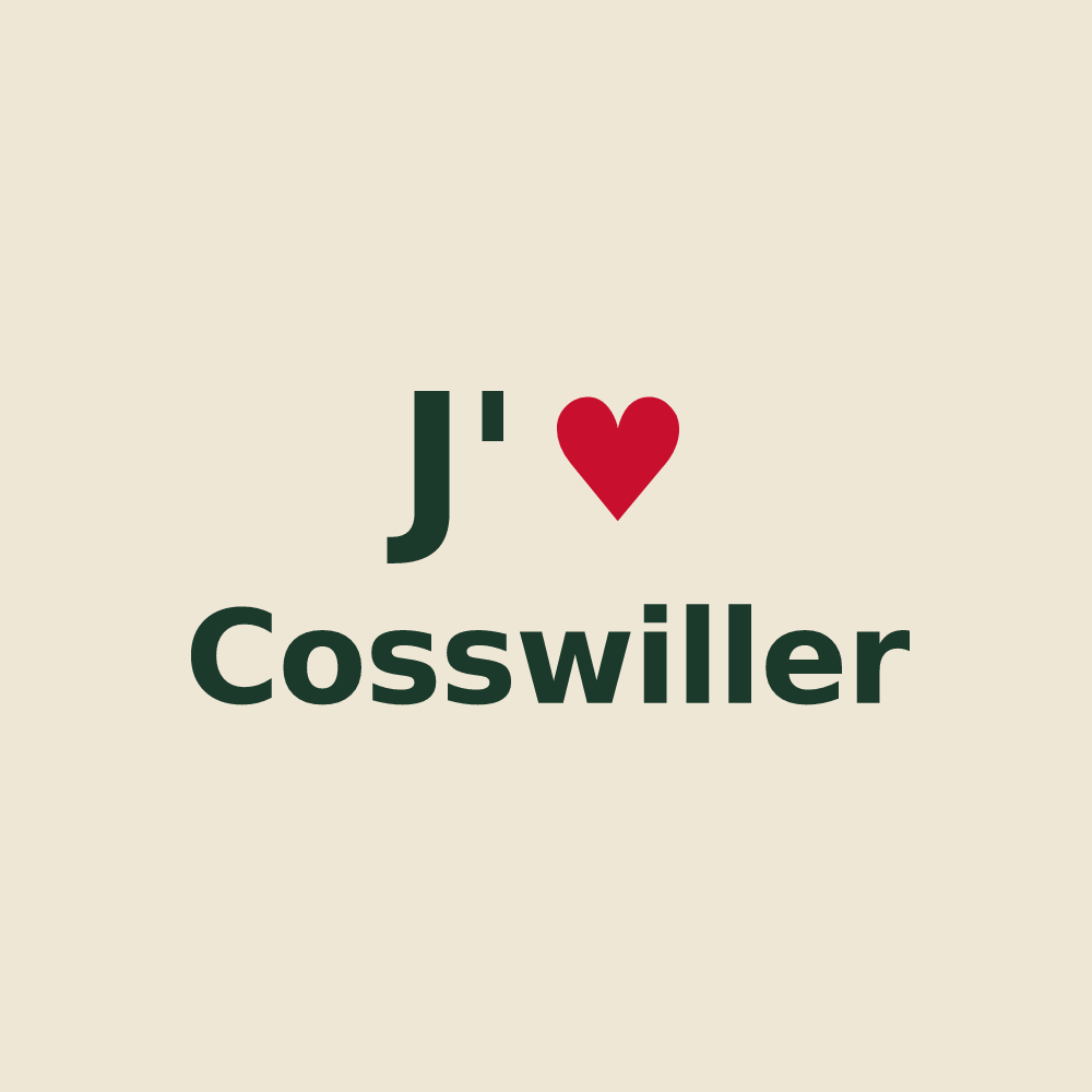 Tote bag personnalisé Cosswiller — design J'aime Cosswiller