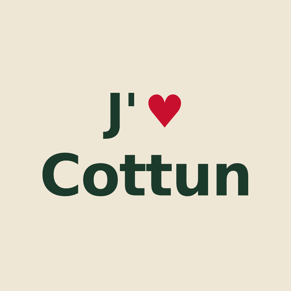Tote bag personnalisé Cottun — design « J'aime Cottun » imprimé sur le tote bag