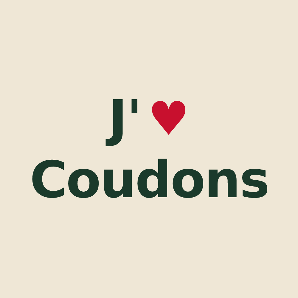 Tote bag personnalisé Coudons — design J'aime Coudons