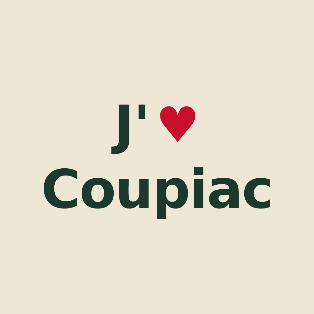 Tote bag personnalisé Coupiac — design J'aime Coupiac