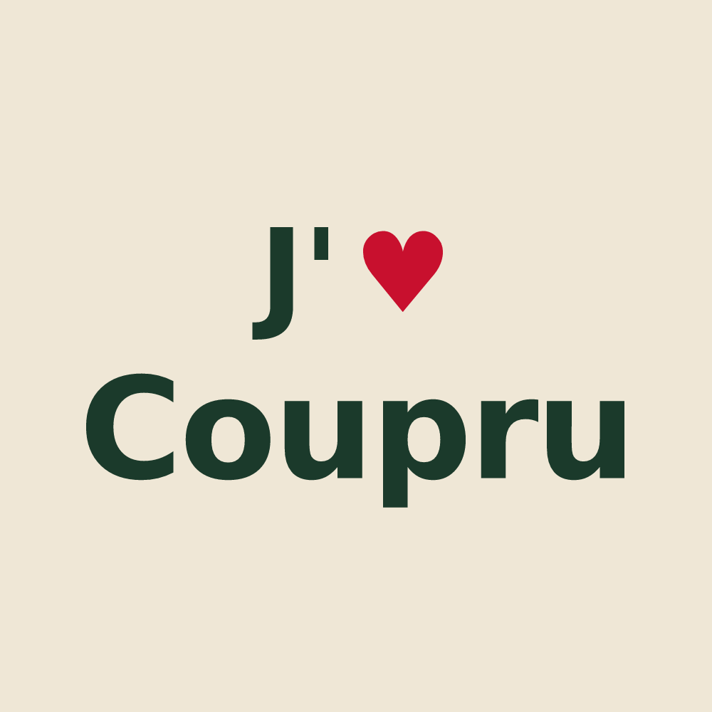Tote bag personnalisé Coupru — design J'aime Coupru