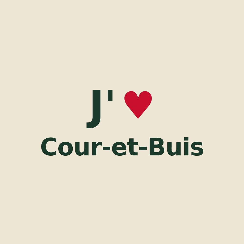 Tote bag personnalisé Cour-et-Buis — design J'aime Cour-et-Buis