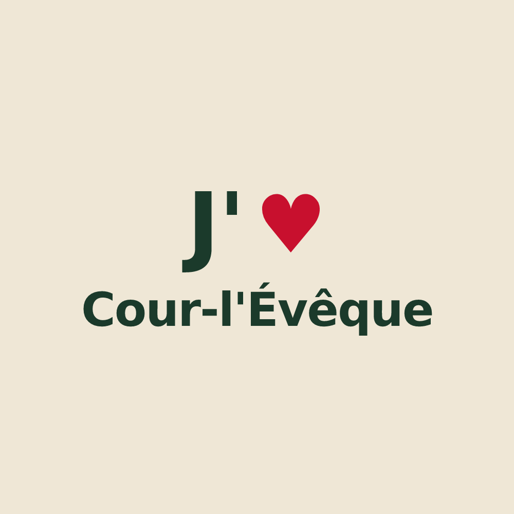 Tote bag personnalisé Cour-l'Évêque — design J'aime Cour-l'Évêque