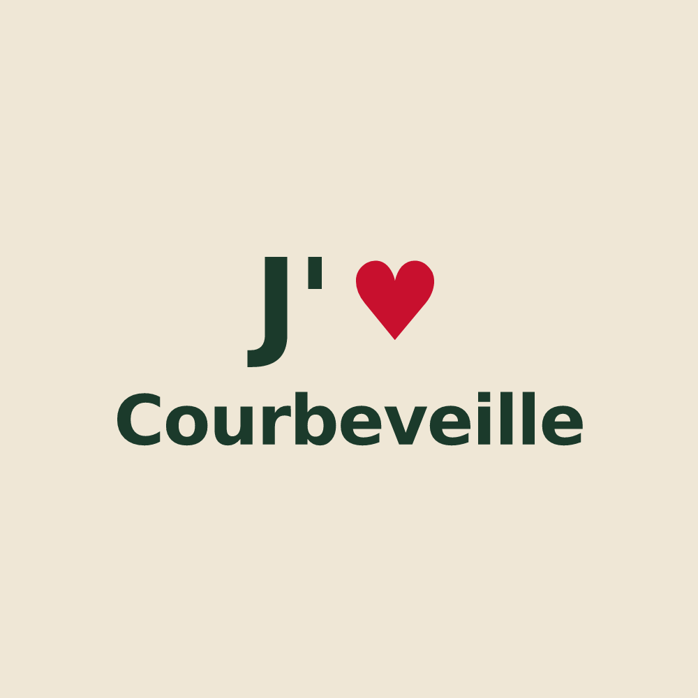 Tote bag personnalisé Courbeveille — design J'aime Courbeveille