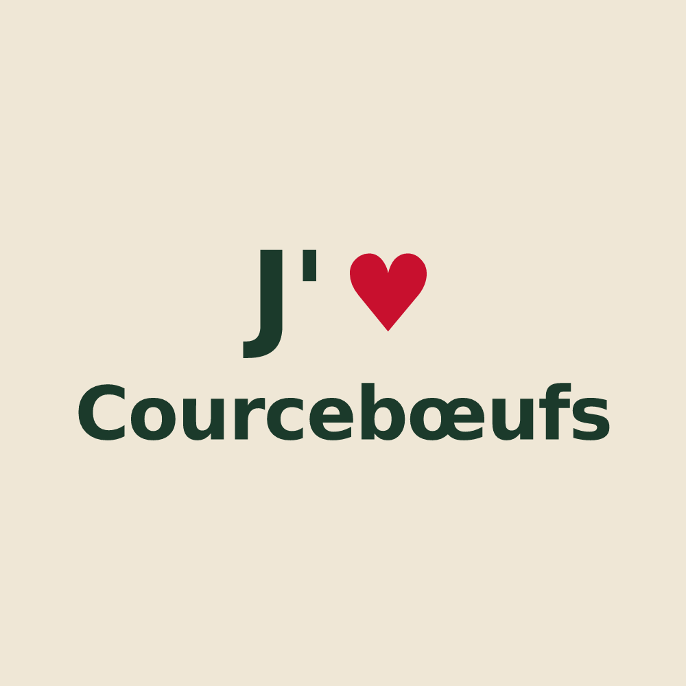 Tote bag personnalisé Courcebœufs — design J'aime Courcebœufs
