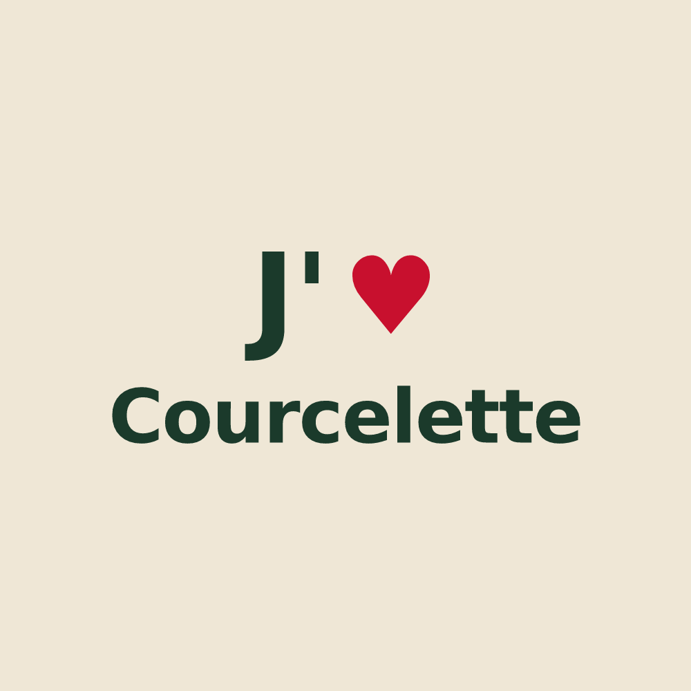 Tote bag personnalisé Courcelette — design « J'aime Courcelette » imprimé sur le tote bag