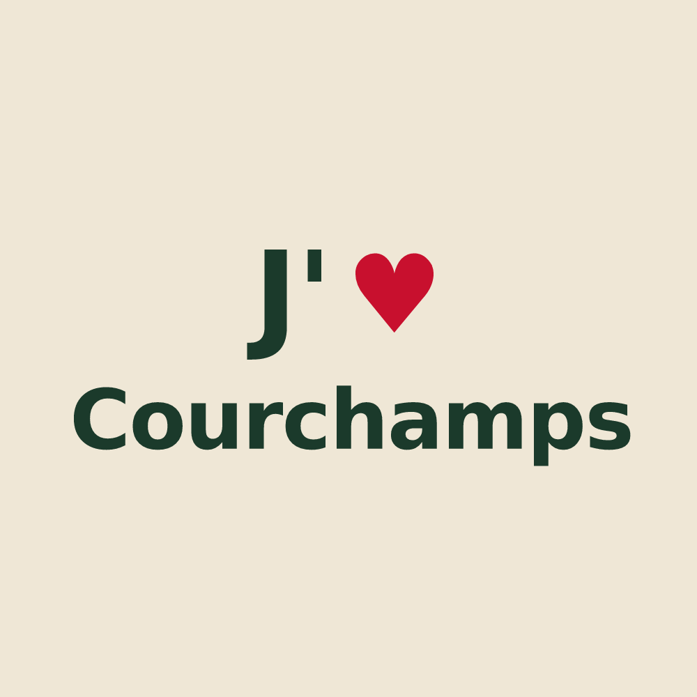Tote bag personnalisé Courchamps — design J'aime Courchamps