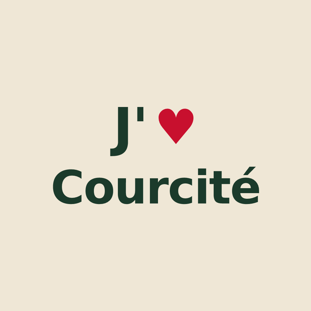 Tote bag personnalisé Courcité — design J'aime Courcité