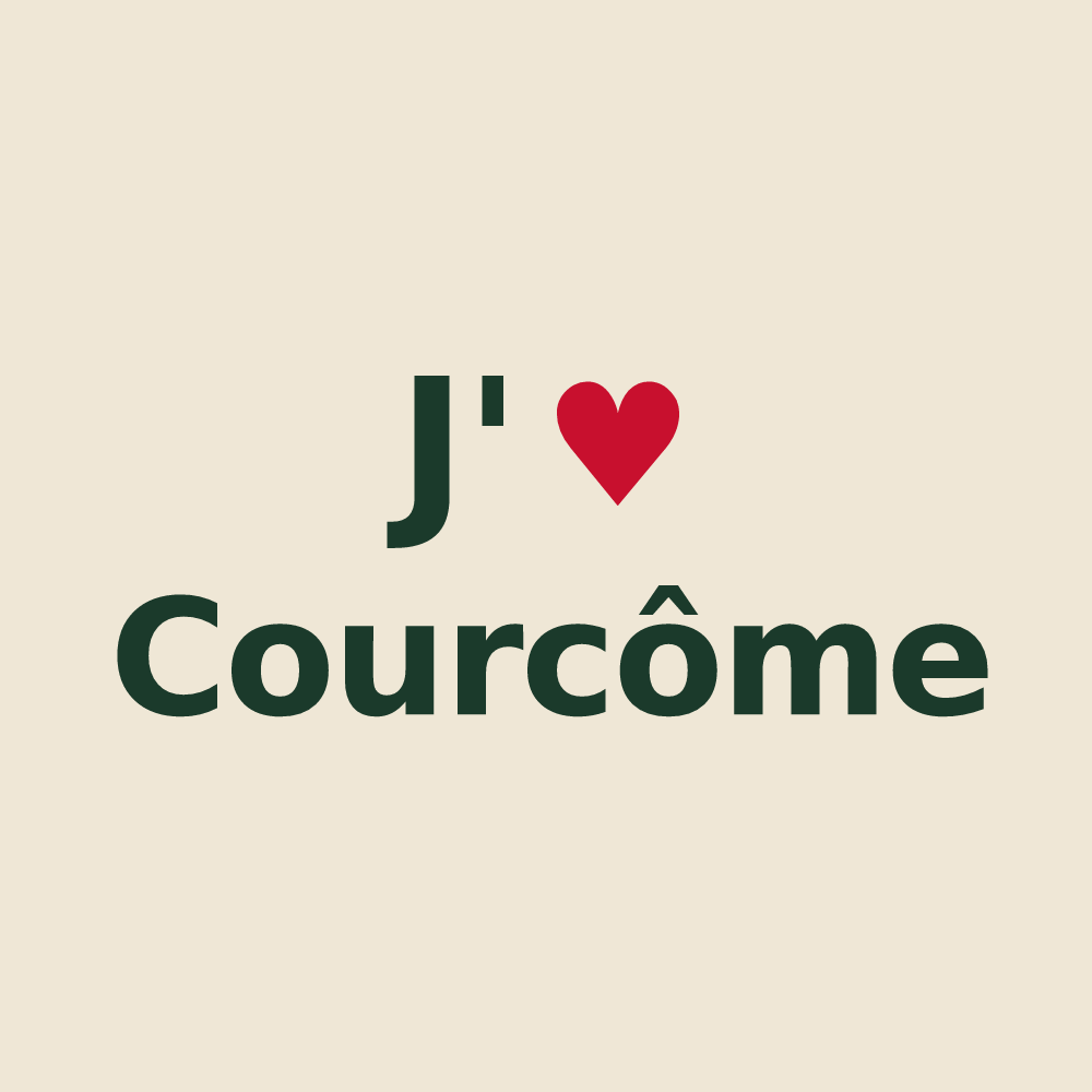 Tote bag personnalisé Courcôme — design J'aime Courcôme