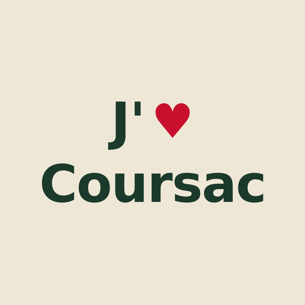 Tote bag personnalisé Coursac — design J'aime Coursac