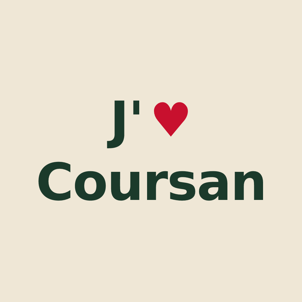 Tote bag personnalisé Coursan — design J'aime Coursan