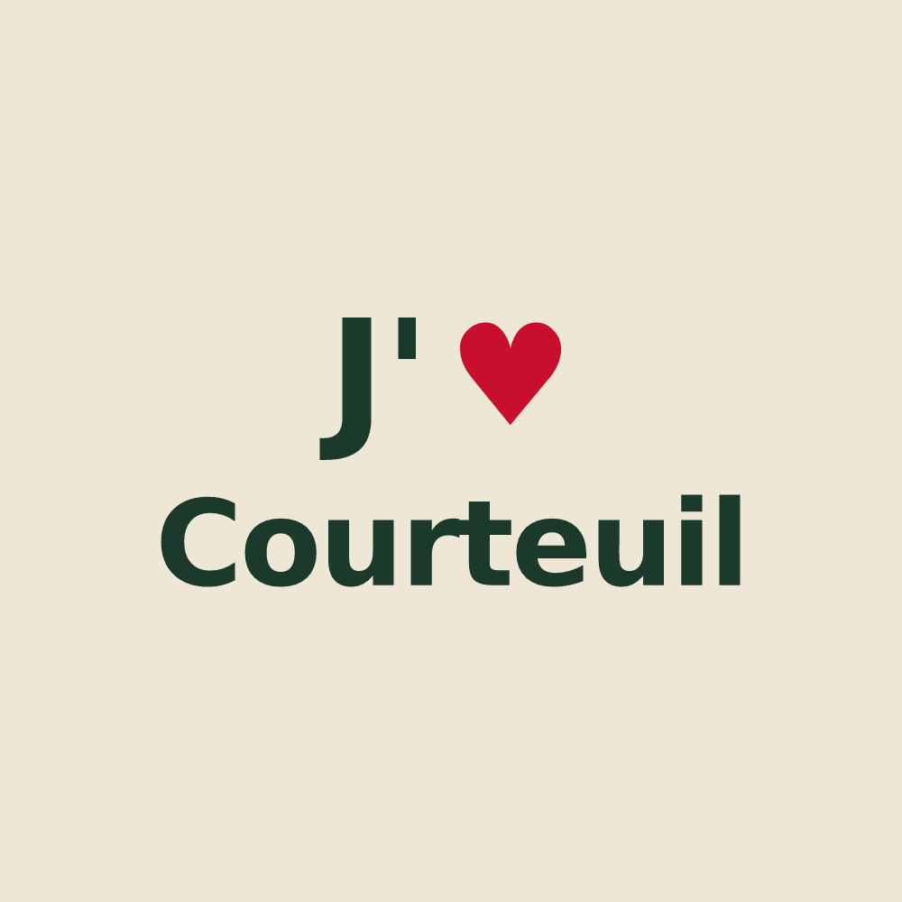 Tote bag personnalisé Courteuil — design « J'aime Courteuil » imprimé sur le tote bag