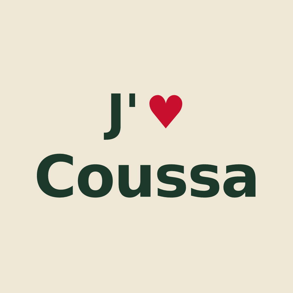 Tote bag personnalisé Coussa — design J'aime Coussa