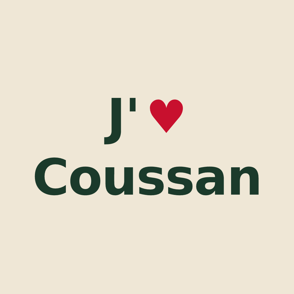 Tote bag personnalisé Coussan — design J'aime Coussan